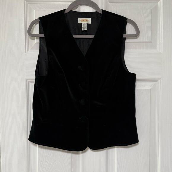 Talbots Women's Black Velvet Cotton Vest Size 6 - Picture 1 of 9